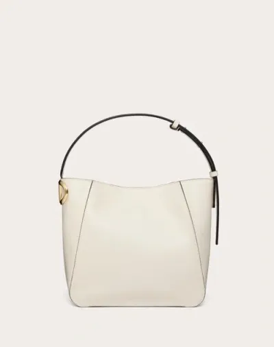 Valentino Garavani Sac Seau Vlogo Side En Cuir De Veau Nappa Femme Ivoire Uni In Neutral