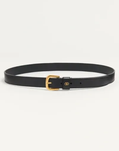 Valentino Garavani Vlogo Signature Belt In Shiny Calfskin 25 Mm In Black