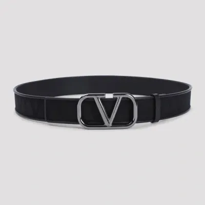 Valentino Garavani Vlogo Signature Buckled Belt 90 In Black