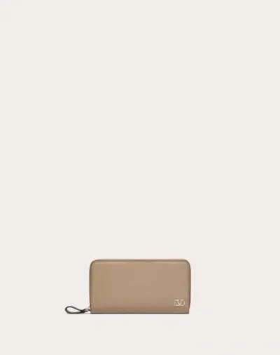 Valentino Garavani Vlogo Signature Calfskin Wallet In Neutral