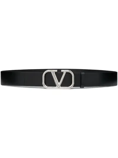 Valentino Garavani Vlogo Signature Leather Belt In Black