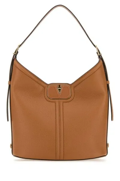 Valentino Garavani Vlogo Leather Tote Bag In Brown