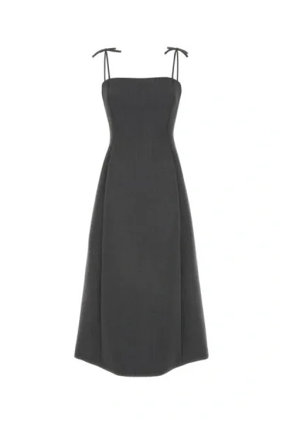 Valentino Grey Stretch Wool Dress In Gray