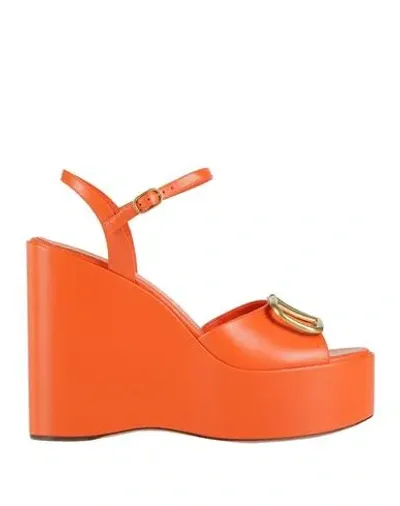 Valentino Garavani Vlogo Leather Sandals In Orange