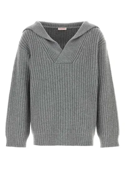 Valentino Grey Cashmere Sweater In Grigiomelange