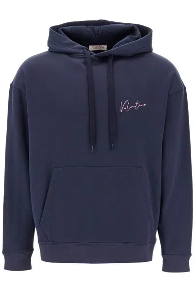 Valentino Hooded Sweatshirt With In Blue