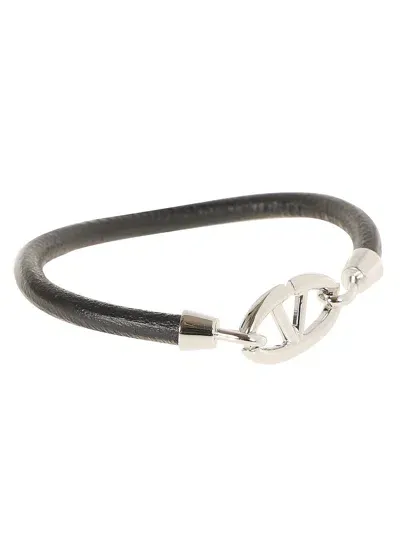 Valentino Garavani Leather Bracelet Vlogo The Bold Edition In No Nero