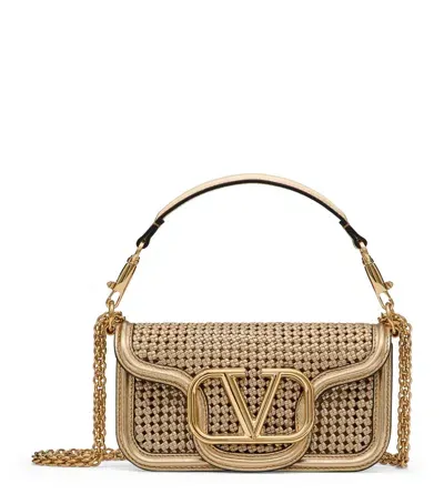 Valentino Garavani Leather Loco Shoulder Bag In Gold