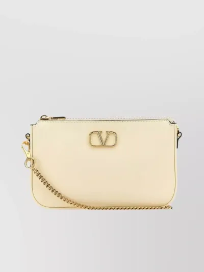 Valentino Garavani Leather Vlogo Crossbody Bag In White