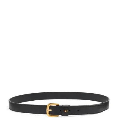 Valentino Garavani Leather Vlogo Signature Belt In Black