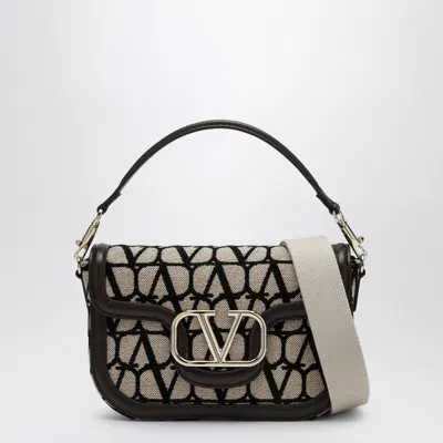 Valentino Garavani Locò Bag In Toile Iconographe Beige/black In Brown