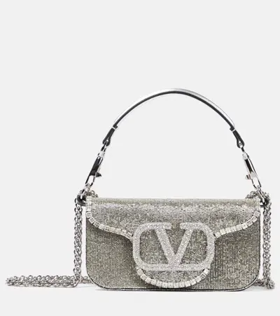 Valentino Garavani Locò Small Beaded Shoulder Bag In Neutral