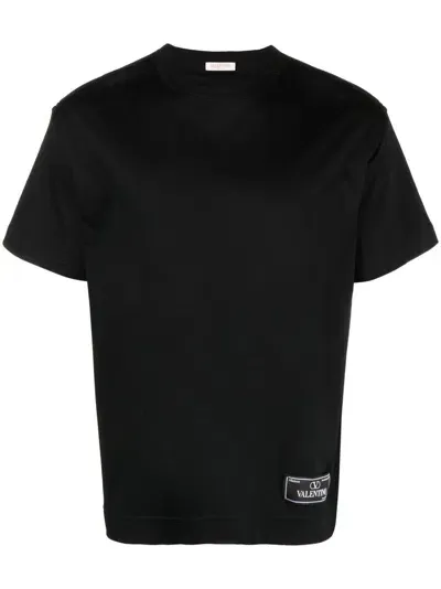 Valentino Cotton T-shirt With Maison  Tailoring Label In Black