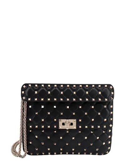 Valentino Garavani Matelassé Leather Shoulder Bag With Iconic Studs In Orange