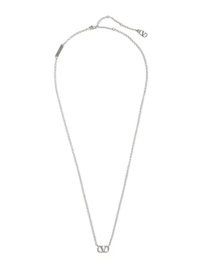 Valentino Garavani Vlogo Signature Metal Necklace In Palladium