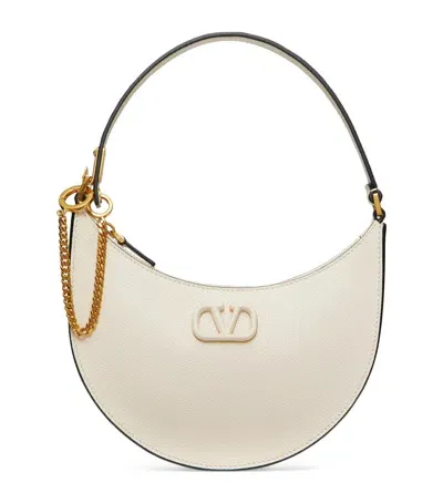 Valentino Garavani Mini Calf Leather Vlogo Signature Shoulder Bag In White