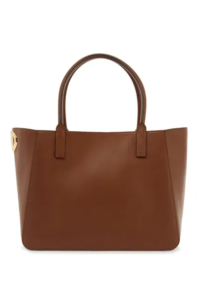 Valentino Garavani Nappa Calfskin Vlogo Side Tote Bag In Brown