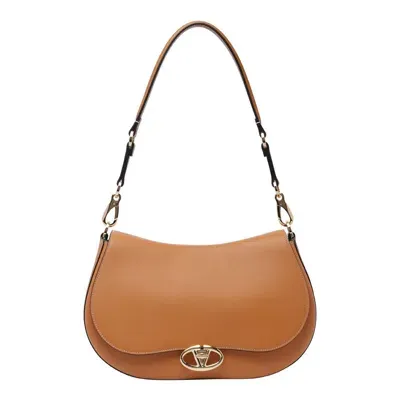 Valentino Garavani Medium Ohval Leather Shoulder Bag In Brown