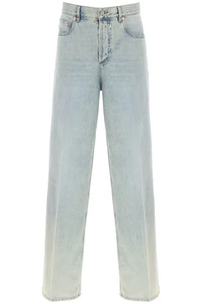 Valentino Oversized Jeans With V Detail In Blue