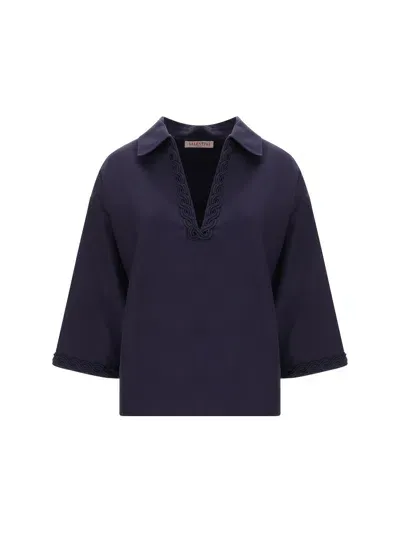 Valentino Pap Blouse In Navy