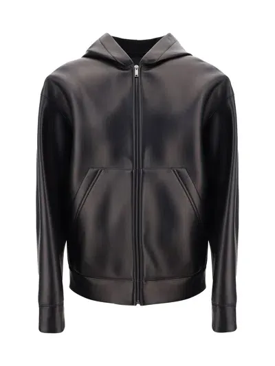 Valentino Pap Leather Jacket In Nero