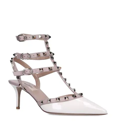 Valentino Garavani Patent Rockstud Heels 65 In White