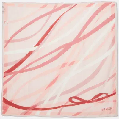 Pre-owned Valentino Pink Printed Cotton Blend Scarf