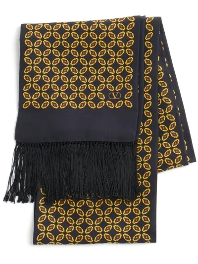 Valentino Printed Silk Scarf In Black