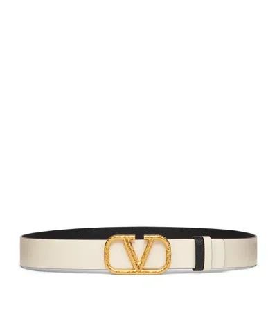 Valentino Garavani Reversible Vlogo Signature Belt In White