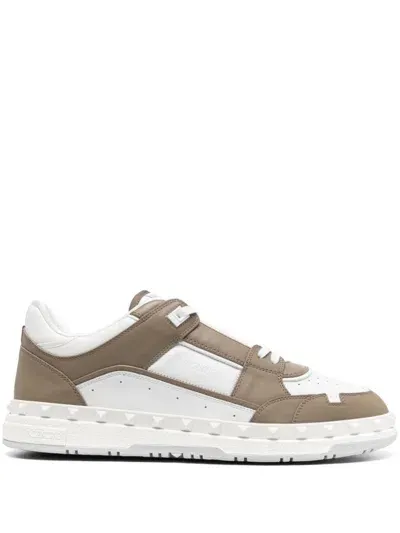 Valentino Garavani Rockstud Lace-up Sneakers In White