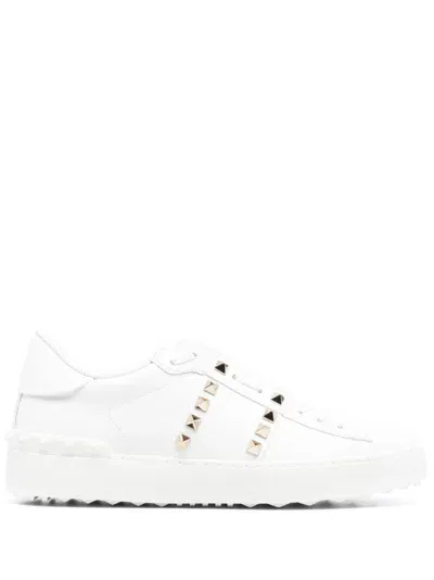 Valentino Garavani Rockstud Untitled Leather Sneakers In White