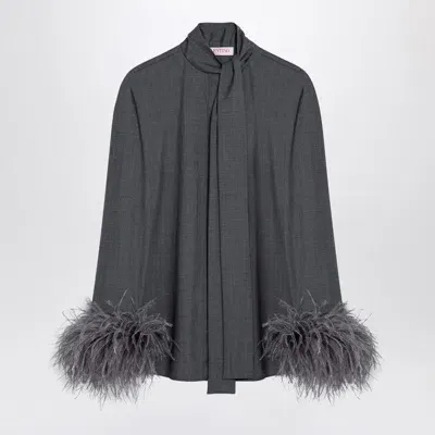 Valentino Shirt With Feathers In Gray