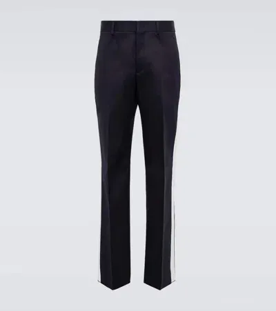 Valentino Side-striped Cotton Pants In Blue