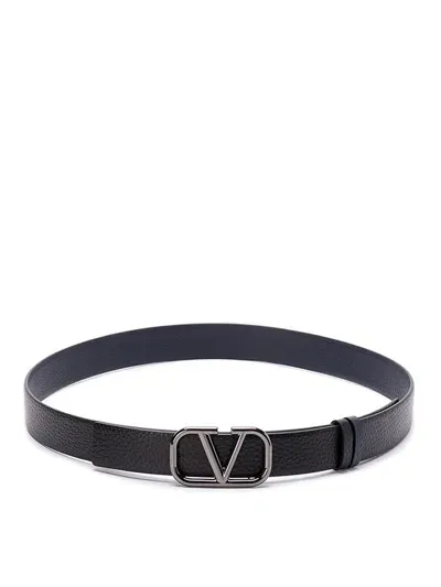 Valentino Garavani Signature Reversible Buckle Belt In Black