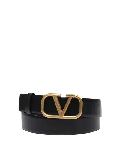 Valentino Garavani Signature Vlogo Belt In Negro