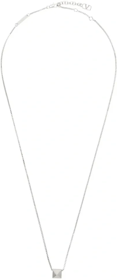 Valentino Garavani Silver Rockstud Necklace In 172 Palladium