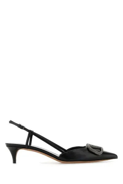 Valentino Garavani Black Leather Vlogo Signature Pumps