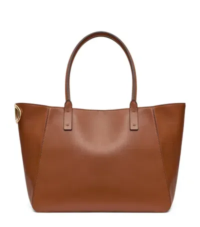 Valentino Garavani Small Calf Leather Vlogo Tote Bag In Brown