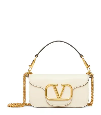 Valentino Garavani Small Leather Locò Shoulder Bag In White