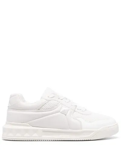 Valentino Garavani Rockstud Leather Sneakers In White