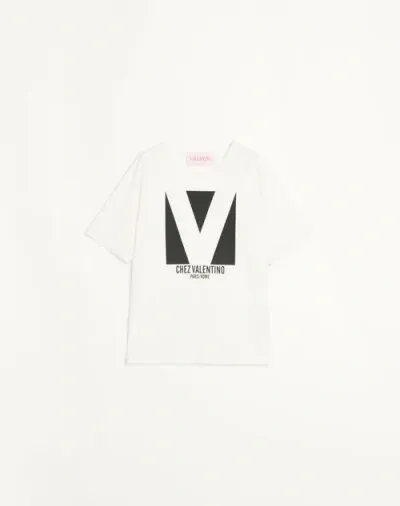 Valentino T-shirt Aus Jersey Aus Baumwolle Mit Chez Print Frau Elfenbein S In White