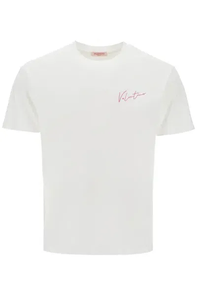 Valentino T-shirt With Embroidery And Print Design In White