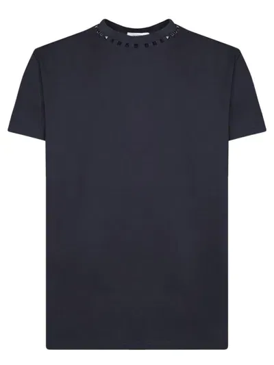 Valentino Crew-neck Cotton T-shirt In Blue