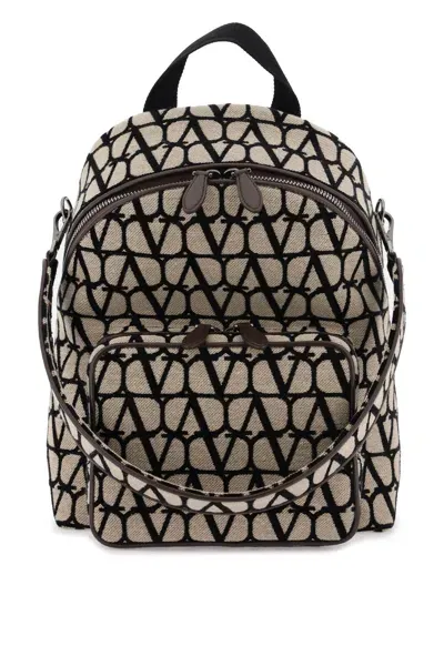 Valentino Garavani Toile Iconographe Backpack In Burgundy