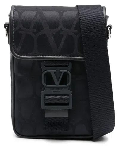 Valentino Garavani Toile Iconographe Phone Holder In Black