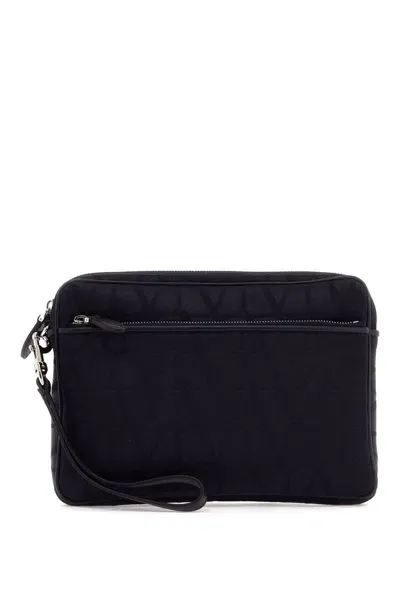 Valentino Garavani Toile Iconographe Pouch In Black