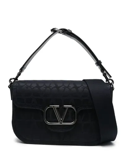 Valentino Garavani Toile Iconographe Shoulder Bag In Blue