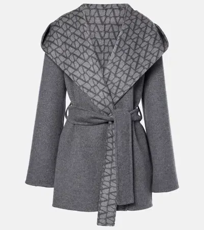 Valentino Toile Iconographe Wool, Cashmere, And Silk Coat In Grey