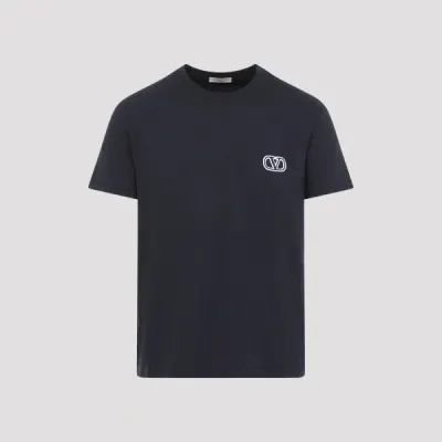 Valentino V Logo Cotton T-shirt S In Blue