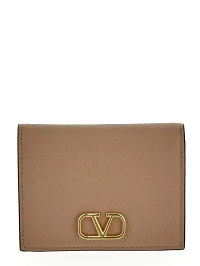 Valentino Garavani V Logo Wallet In Brown